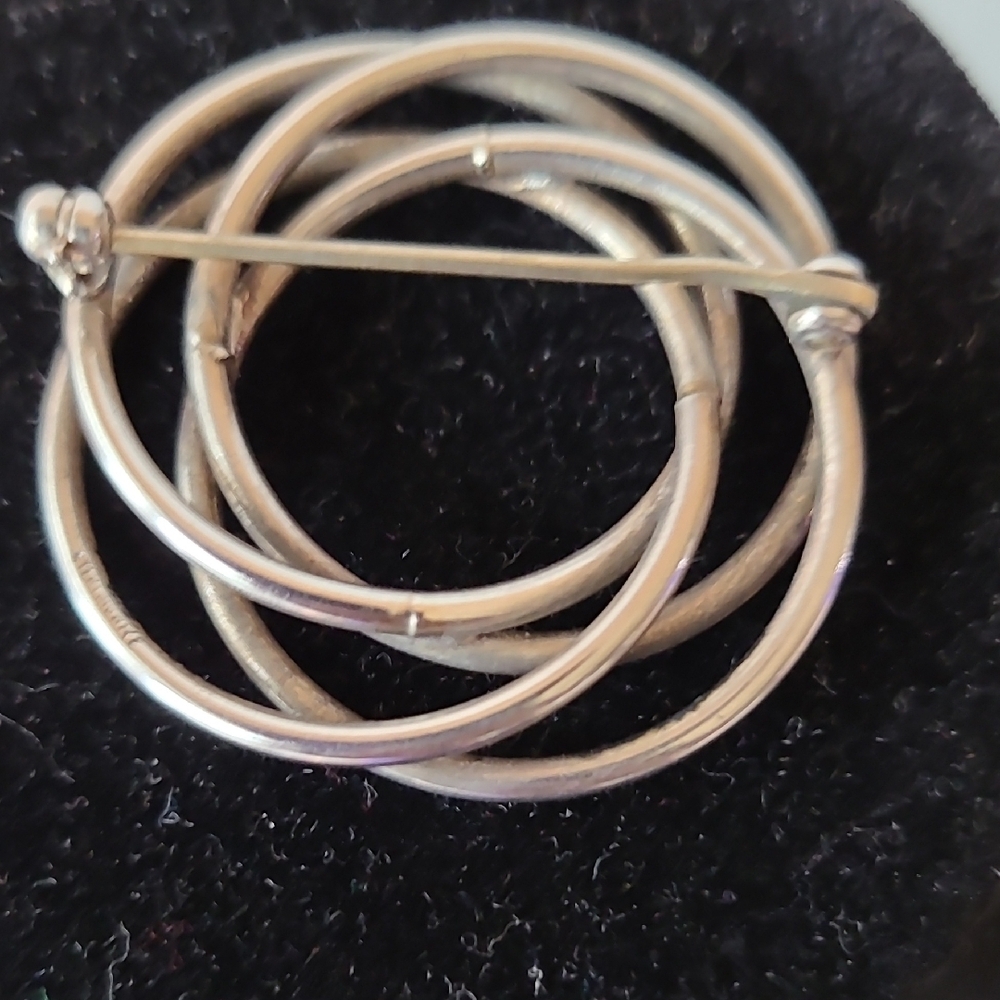 Sterling Silver Interlocking Circle Brooch - Eleg… - image 2